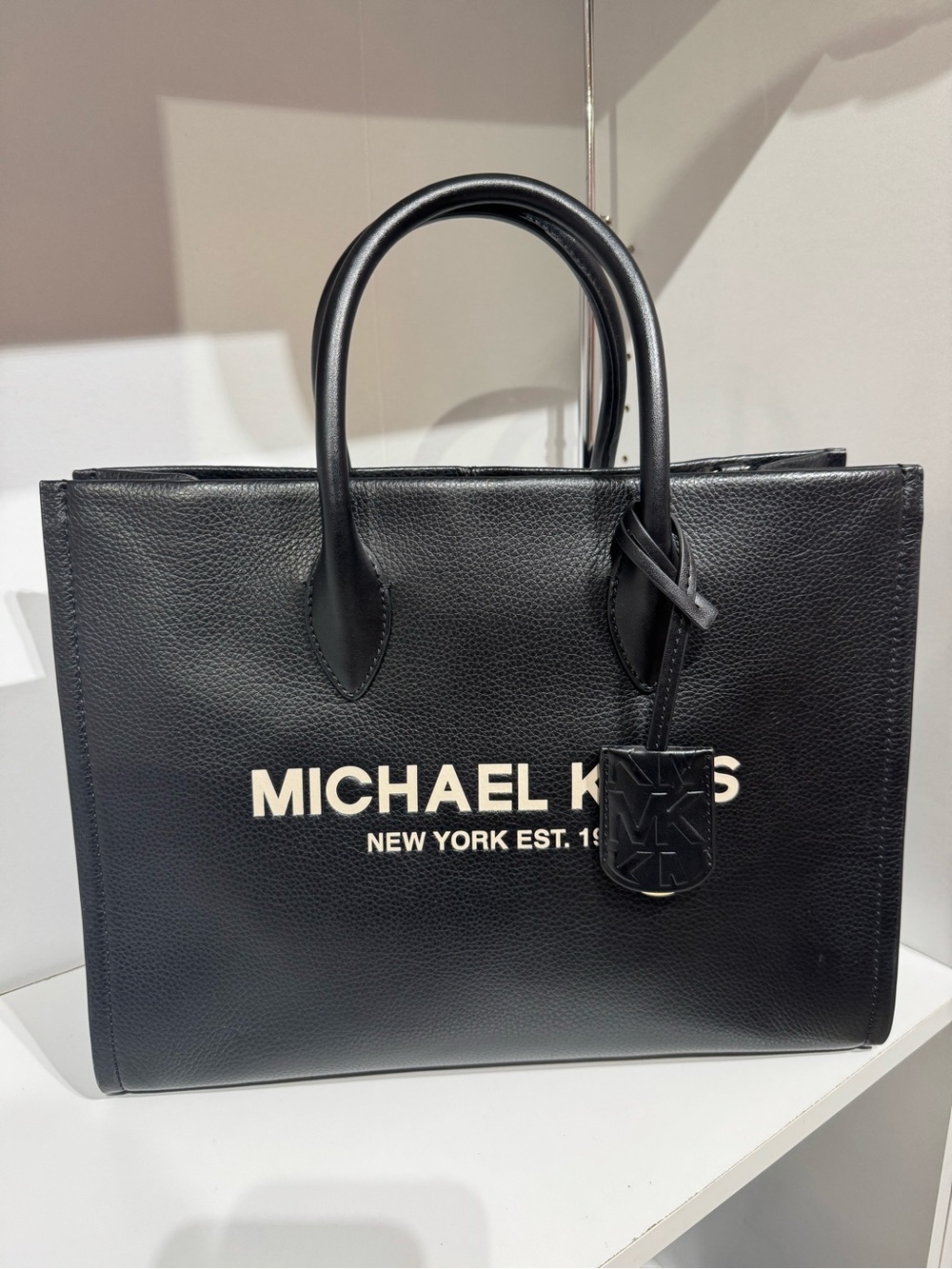 Michael Kors Black Pebbled Leather Logo Tote